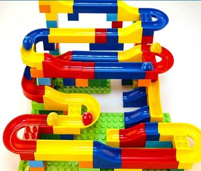   (Hoyo Marble Run Coaster with Building Blocks and Race Marbles Set, Marble Game Race Railway Track Construction Learning Educational Toys, Endless Fun Kit (47pcs)) (,  1)