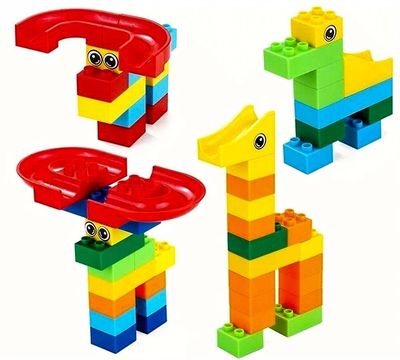   (Hoyo Marble Run Coaster with Building Blocks and Race Marbles Set, Marble Game Race Railway Track Construction Learning Educational Toys, Endless Fun Kit (47pcs)) (,  2)
