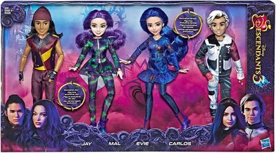   .  -3 - 4 : , ,   . (Disney Descendants 3 Isle Of The Lost Collection 4 Pack Dolls) ()